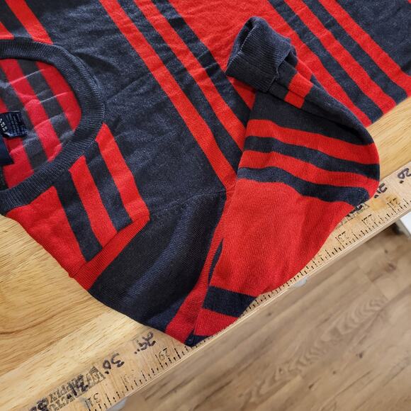 French Connection Red & Gray Striped Long Sleeve Mini Sweater Dress Bodycon Sm - Picture 8 of 11